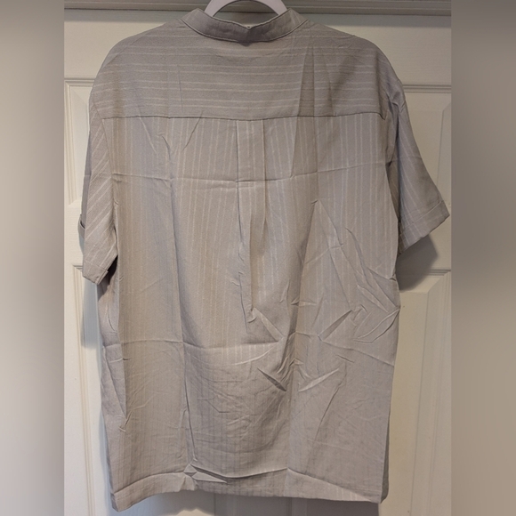 COOFANDY NWT Men's Gray Short Sleeve Striped Buttoned Casual Shirt Size Large - Picture 6 of 15